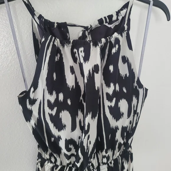 Athleta Ikat Bloom Maxi Dress Midi Halter Black & White Summer Pockets Size S - Picture 3 of 14